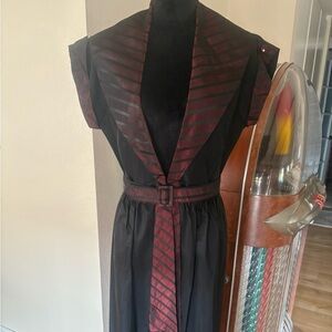 Vintage Black & Red Stripped Satin Dress